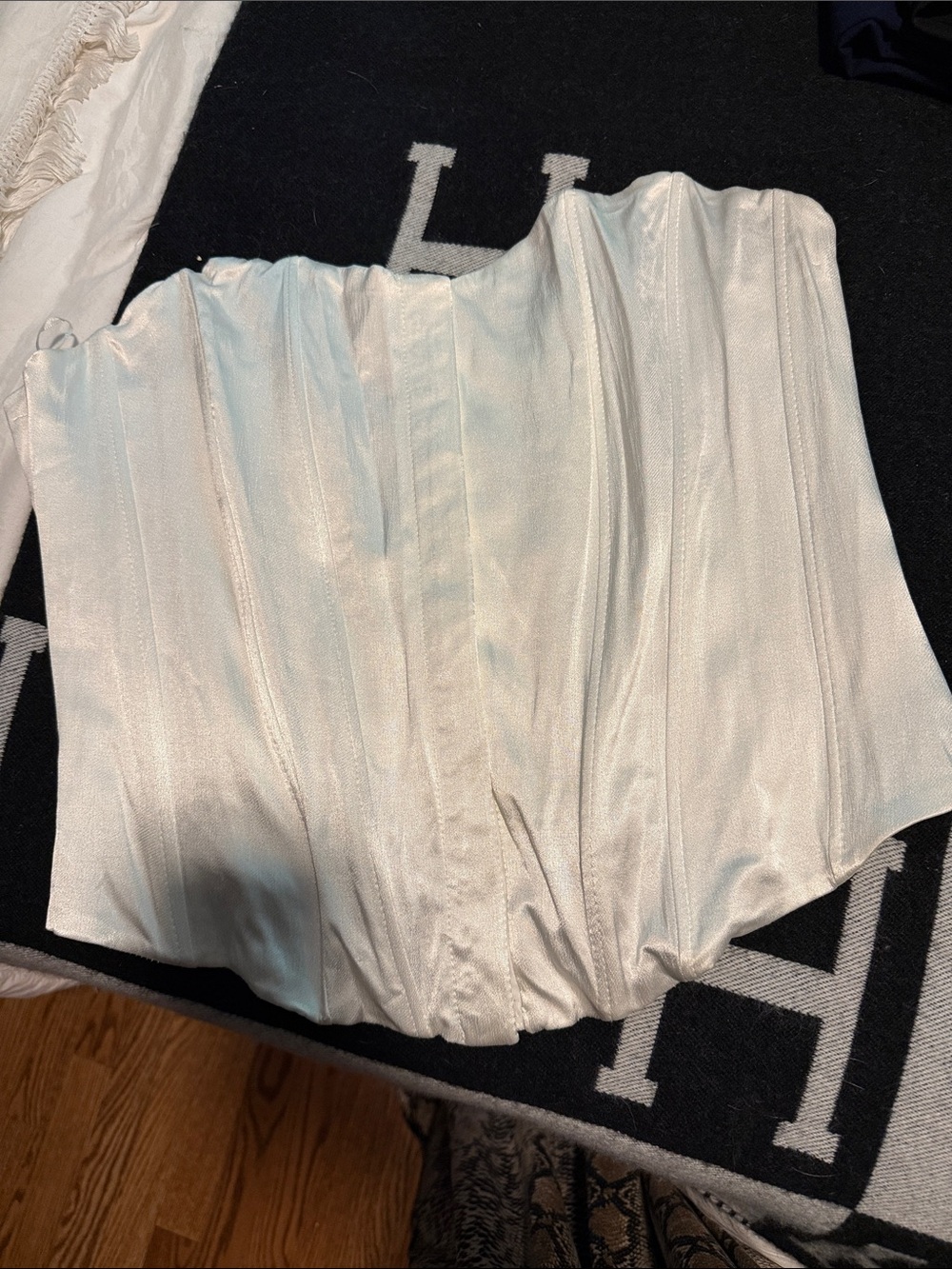 Zara Satin Corset Top White Strapless Bustier NWT XXL Like Silk